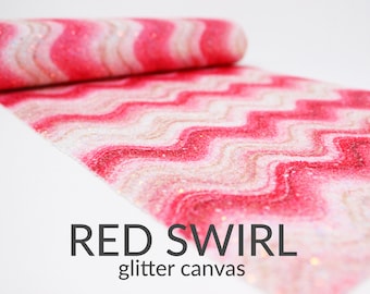 5 Sheets x RED SWIRL Chunky Glitter Fabric | Glitter Craft Material | 5 A4 Sheets of Chunky Glitter Canvas