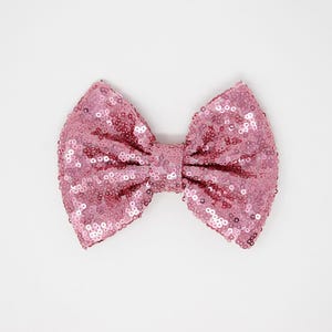 Pink 5&quot; Sequin Bows | 5 inch Bows Sequin | Bulk Sequin Bow | Wholesale Sequin Bows | 5&quot; Glitter Bows | Medium Metallic Pink