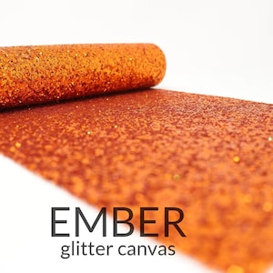 5 Sheets x EMBER Chunky Glitter Fabric | Orange Glitter Craft Material | 5 A4 Sheets of Chunky Glitter Canvas