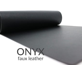 5 Sheets x BLACK ONYX Faux Leather Fabric | Felt Backed Craft Material | 5 A4 Sheets of Faux Leather