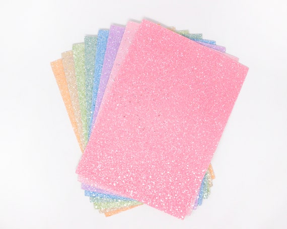 Chunky Neon Glitter Fabric A4 Or A5 Sheets Faux Leather For Books Bows /& Crafts