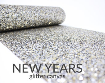 NEW YEARS MIX Glitter Canvas Sheet | A4 Chunky Glitter Fabric | Glitter Craft Supply | Chunky Glitter Material for Hair Bows and Crafts | A4