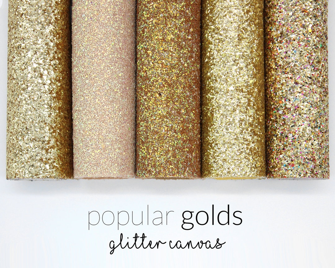 Popular GOLDS Chunky Glitter Fabric Gold Glitter Canvas Glitter Faux