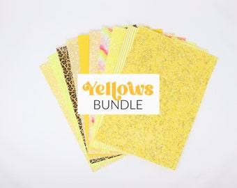 Bundle of 10 Faux Leather Sheets and Glitter Canvas Sheets | Hair Bows Fabric Wholesale | 10 Sheets of Fabric A4 size | Choose Color Family