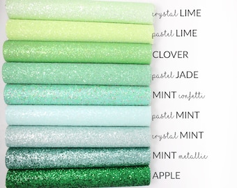 GREEN Chunky Glitter Fabric | Chunky Glitter Canvas | Green Glitter Material Bows | Glitter Fabric Sheet | Green Chunky Glitter | A4 Sheet