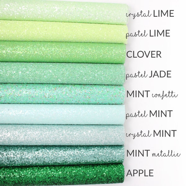 GREEN Chunky Glitter Fabric | Chunky Glitter Canvas | Green Glitter Material Bows | Glitter Fabric Sheet | Green Chunky Glitter | A4 Sheet