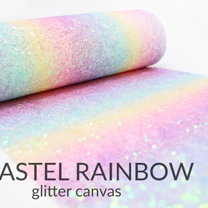 PASTEL Rainbow Chunky Glitter Fabric sheet | Chunky Glitter Canvas | Glitter Fabric | Ombre PASTEL RAINBOW Chunky Glitter | A4 Sheet