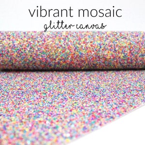Vibrant Mosaic Chunky Glitter Canvas Sheets | Confetti Sprinkles Chunky Glitter Sheets for Bow Fabric Jewelry Fabric | Mosaic