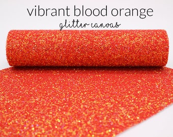 Vibrant Blood Orange Chunky Glitter Canvas Sheets | Red Orange Glitter Canvas Bundle Chunky Glitter Sheets | Rorange Vibrant Blood Orange