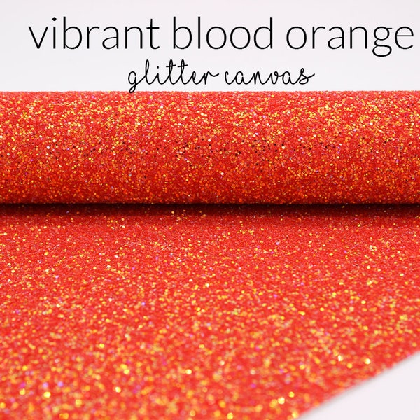 Vibrant Blood Orange Chunky Glitter Canvas Sheets | Red Orange Glitter Canvas Bundle Chunky Glitter Sheets | Rorange Vibrant Blood Orange