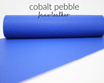 5 Sheets x COBALT PEBBLE Faux Leather Fabric | Blue Faux Leather Material | 5 A4 Sheets of Cobalt Pebble Faux Leather