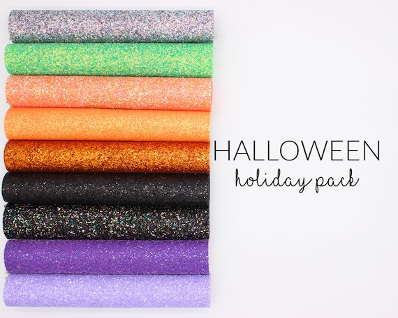 HALLOWEEN Glitter Canvas and Faux Leather Fabric Halloween 