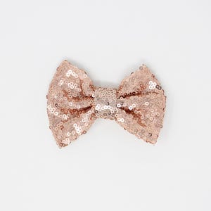 Rose Gold 4&quot; Sequin Bows | 4 inch Sequin Bows | Bulk Sequin Bows | Wholesale Sequin Bows | 4&quot; Glitter Bows | Metallic Rose Gold