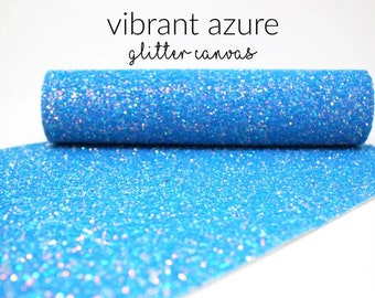 5 Sheets x VIBRANT AZURE Chunky Glitter Fabric | Blue Glitter Craft Material | 5 A4 Sheets of Chunky Glitter Canvas
