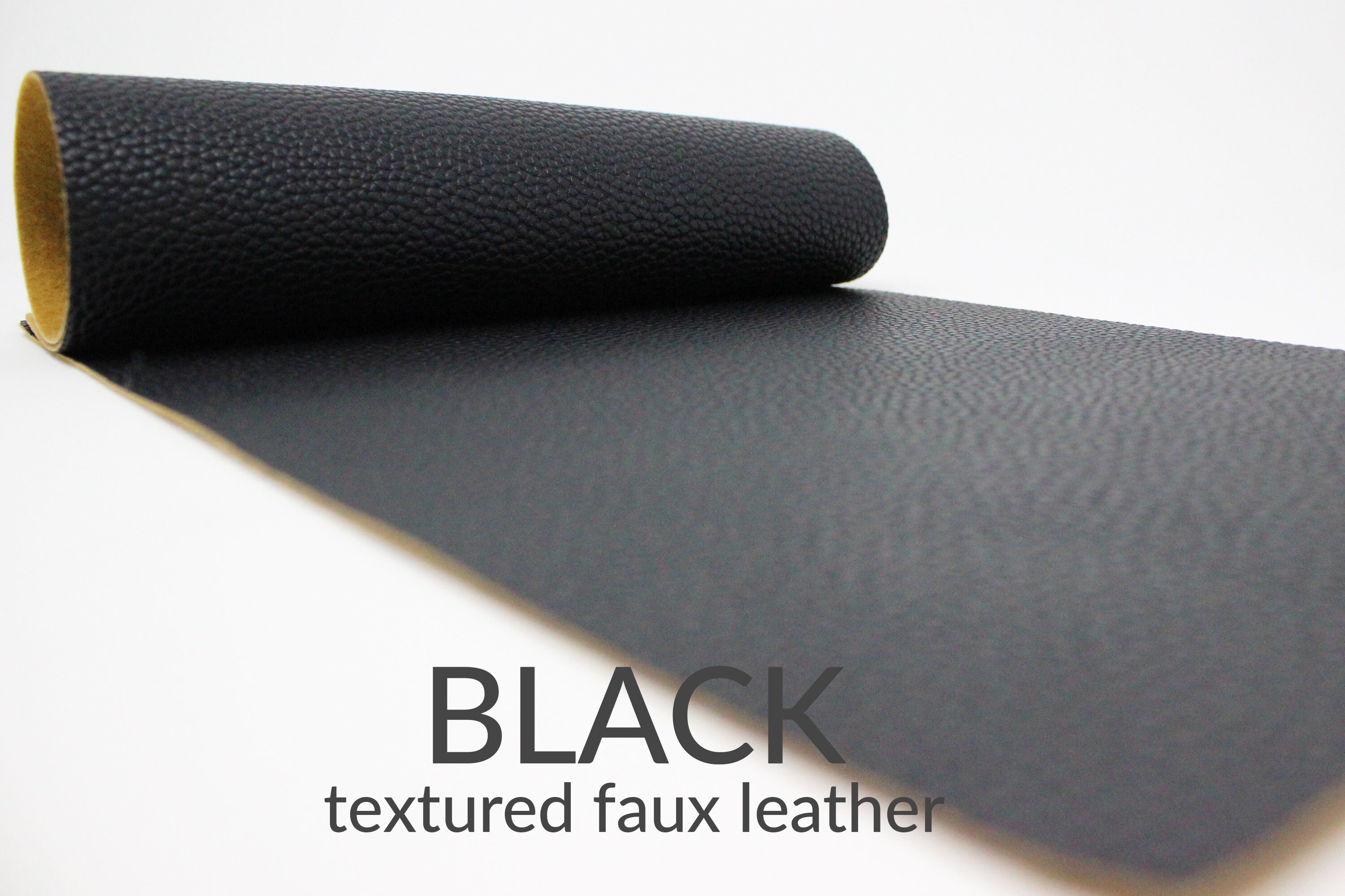BLACK Faux Leather Fabric TEXTURED Matte Black Faux Leather Etsy