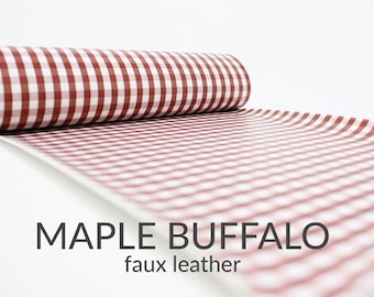 5 Sheets x MAPLE BUFFALO CHECK Faux Leather Fabric | Red Brown Plaid Faux Leather Material | 5 A4 Sheets of Faux Leather | Clearance