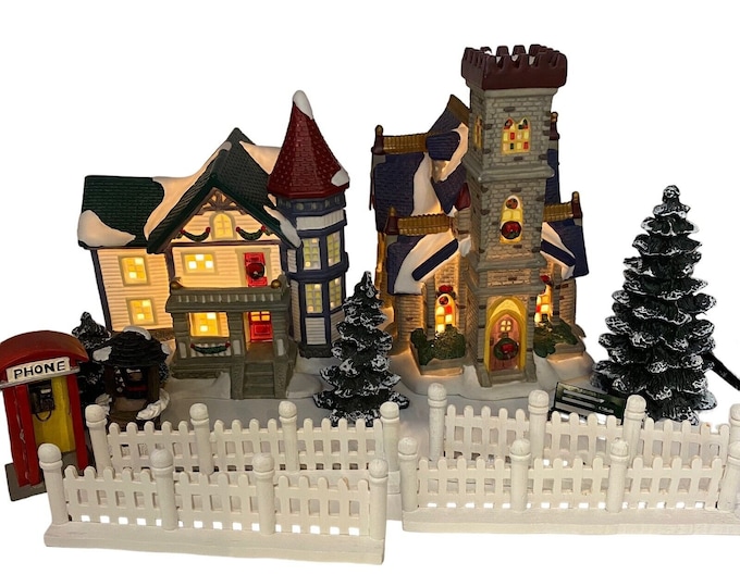 St Nicholas Square LIGHTED CHRISTMAS Village Houses, Buildings