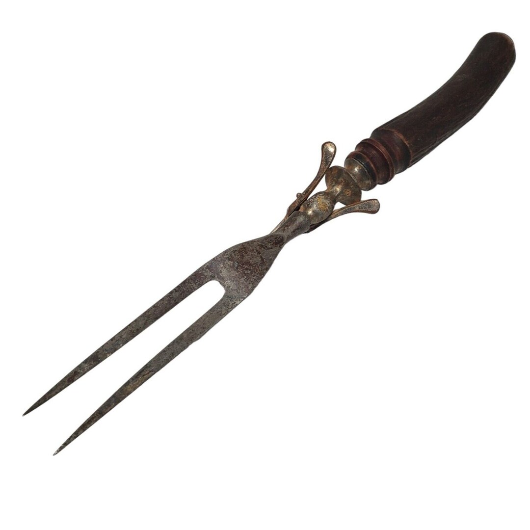 Antique Antler Horn Handle Meat Carving Serving Fork With Etsy