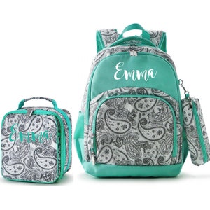 Personalized Paisley Backpack and Lunch Box - Paisley Backpack for kids