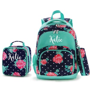 Personalized Floral Backpack and Lunch Box - Floral Backpack for kids