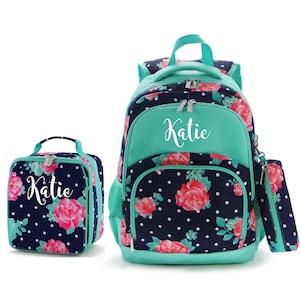 Personalized Floral Backpack and Lunch Box Set - Kids School Essentials
