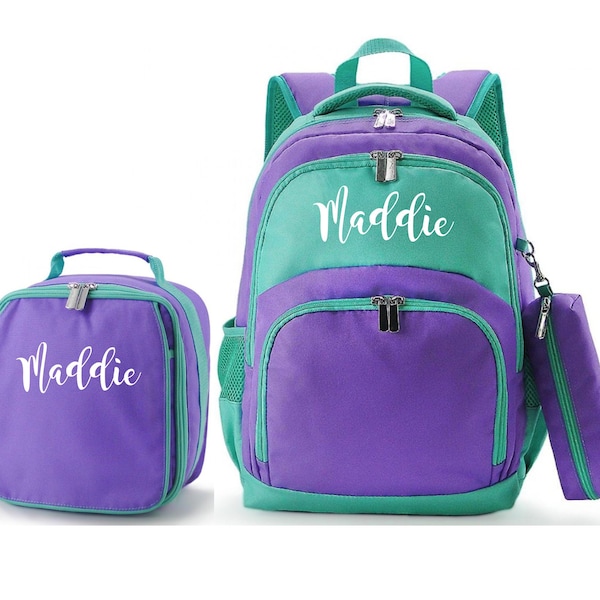 Personalized Backpack and Lunch Box - Purple Backpack for kids