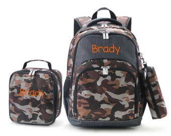 Personalized Camouflage Backpack and Lunch Box - Kid's Backpack