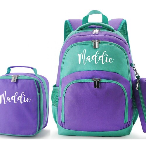 Girls Monogrammed Backpack and Lunch Box Personalized Book Bag Etsy