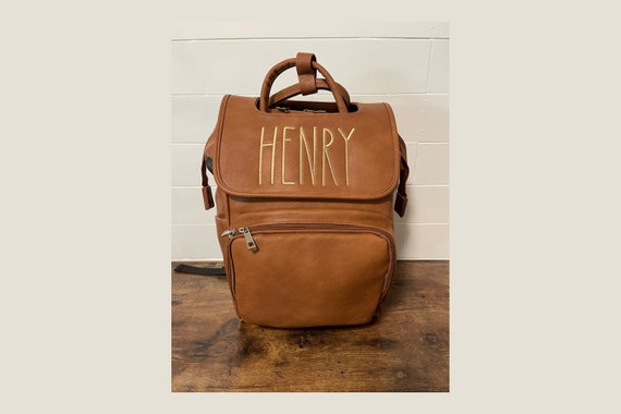 Vegan Leather Diaper Bag with Personalized Embroidery