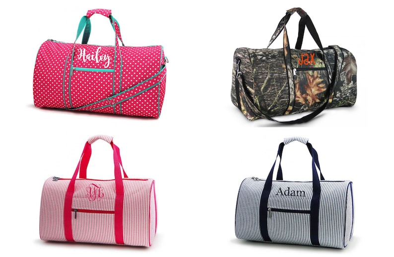 Monogram Duffel Bags Embroidered Duffle Personalized Etsy