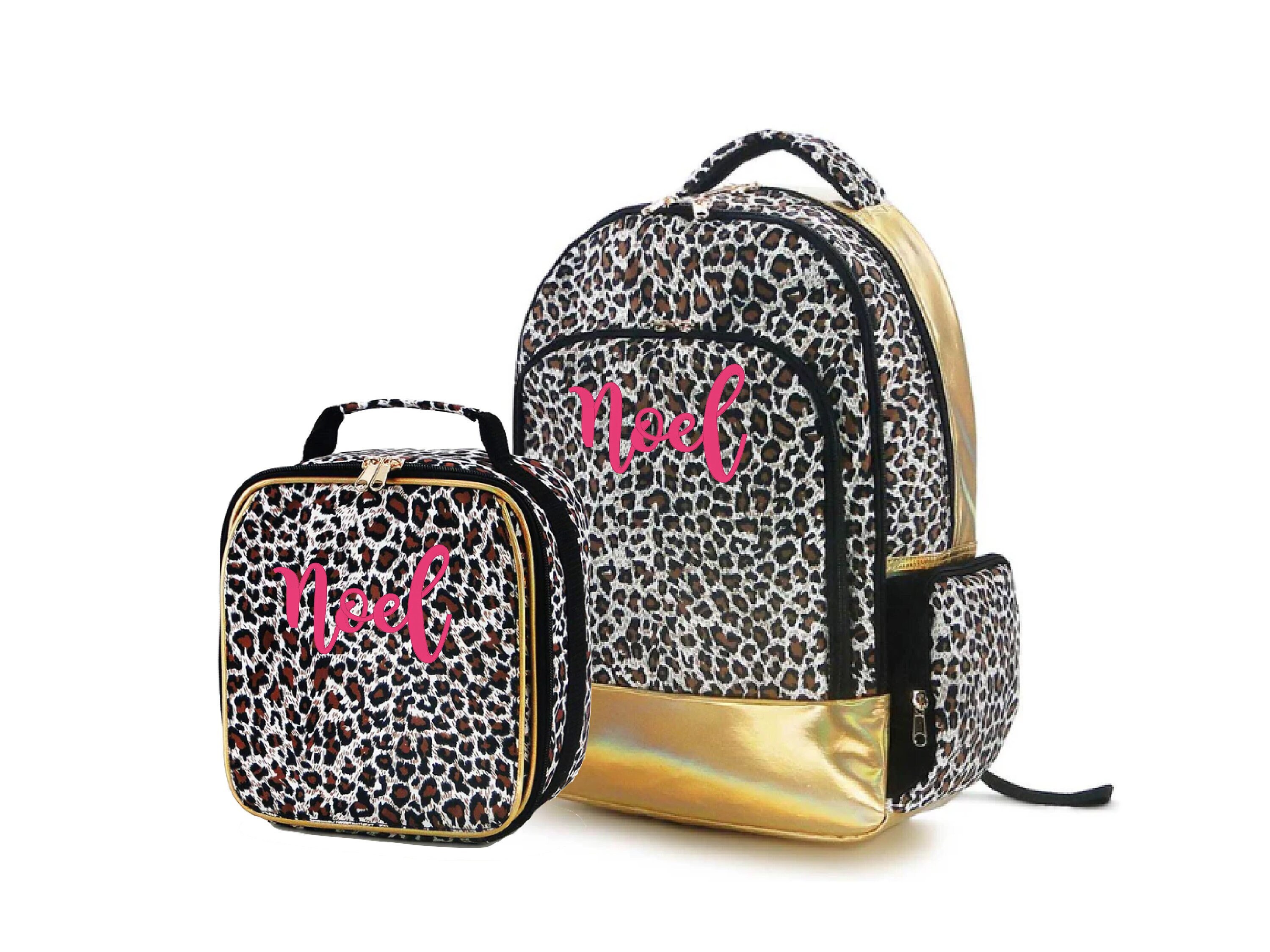 Leopard Backpack and Lunch Box Set for Girls in Standard Size