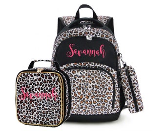 Leopard Backpack and Lunch Box Set