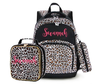 Leopard Backpack and Lunch Box Set