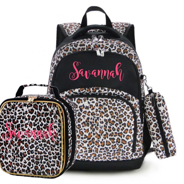 Leopard Backpack and Lunch Box Set