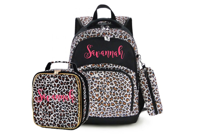 Leopard Backpack and Lunch Box Set Both