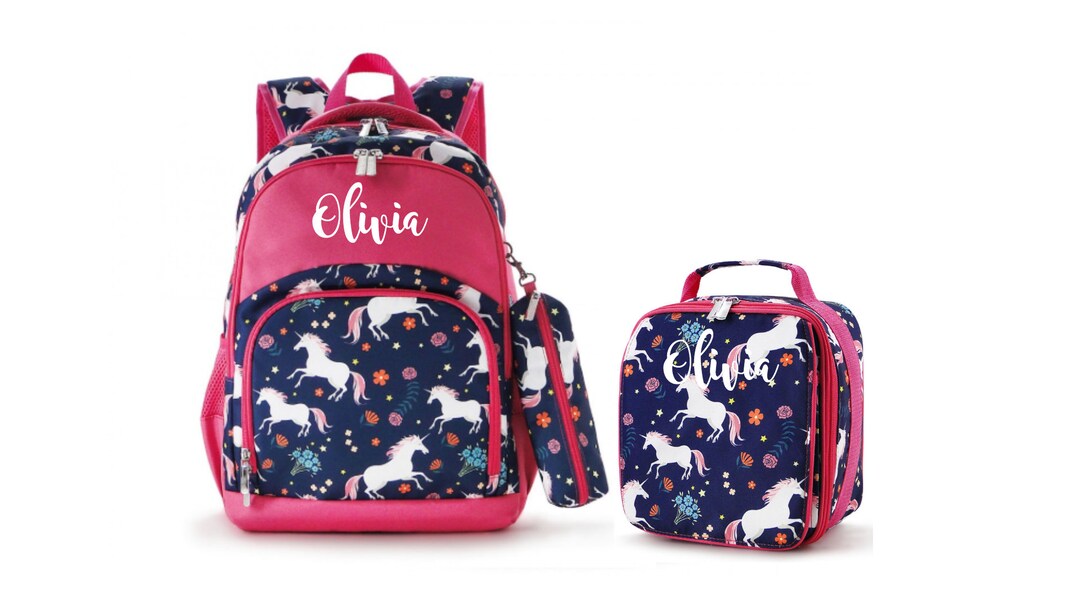 Personalized Unicorn Backpack and Lunchbox Etsy
