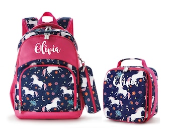 unicorn backpack with letter a