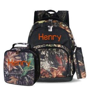 Personalized Camouflage Backpack and Lunch Box for Kids
