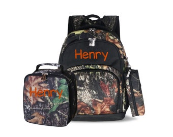 Personalized Camouflage Backpack and Lunch Box for Kids