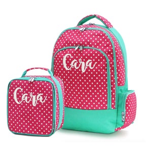 Personalized Standard Size Backpack and Lunch Box for Girls