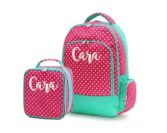 Personalized Standard Size Backpack and Lunch Box for Girls