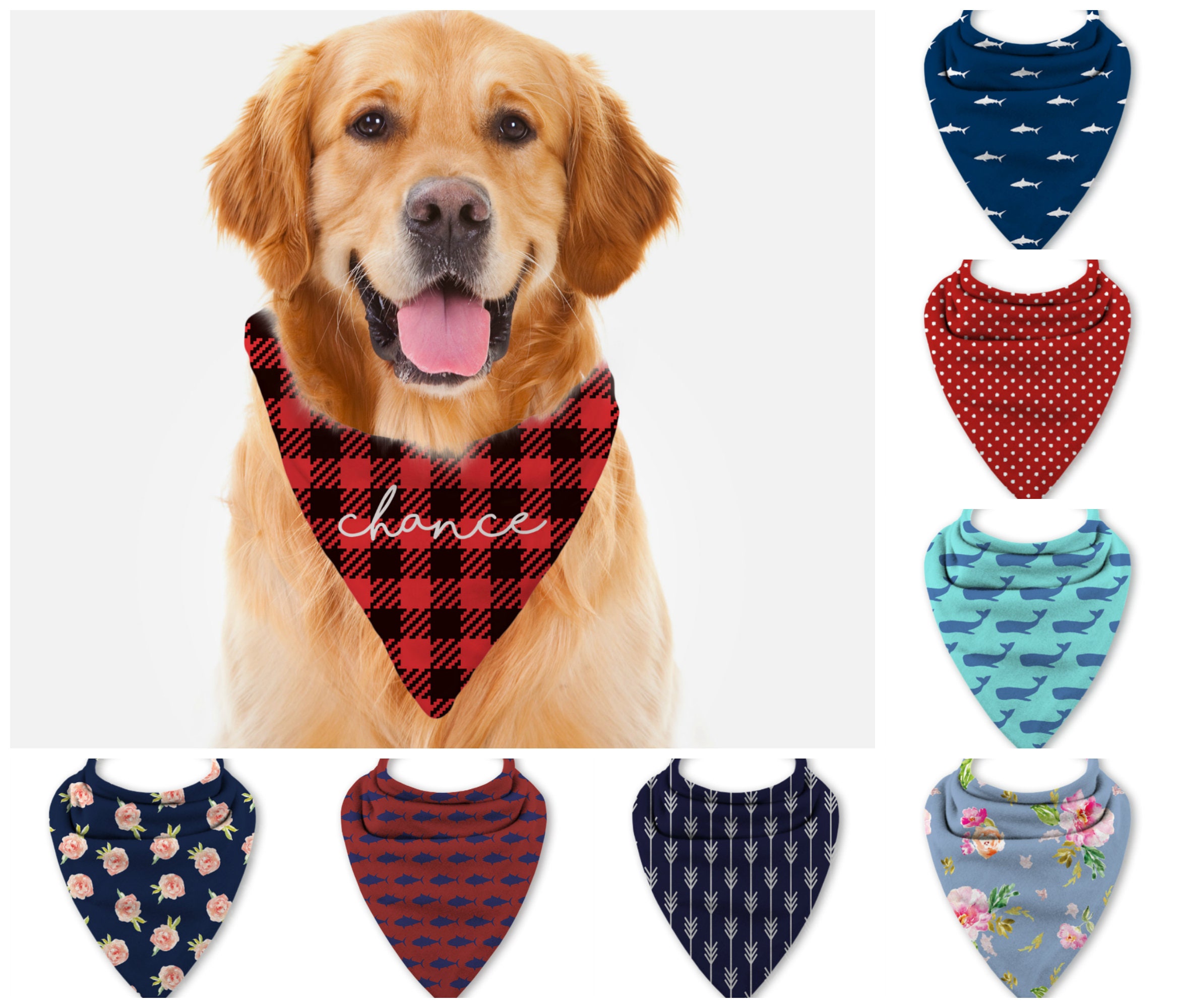 Personalized Dog Bandana Custom Dog Bandana Personalized Etsy