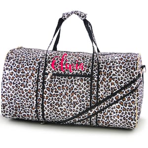 Personalized Leopard Print Duffle Bag