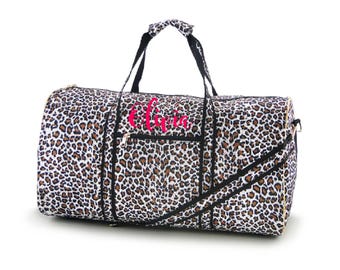 Personalized Leopard Print Duffle Bag