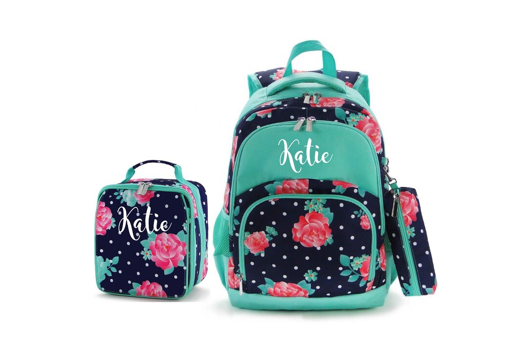 Personalized Floral Backpack and Lunch Box Set - Kids School Essentials ...