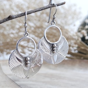 MOON TUAREG EARRINGS. Handcrafted in Sterling Silver. Hippie earrings | Long earrings Length: 1.97 Inches