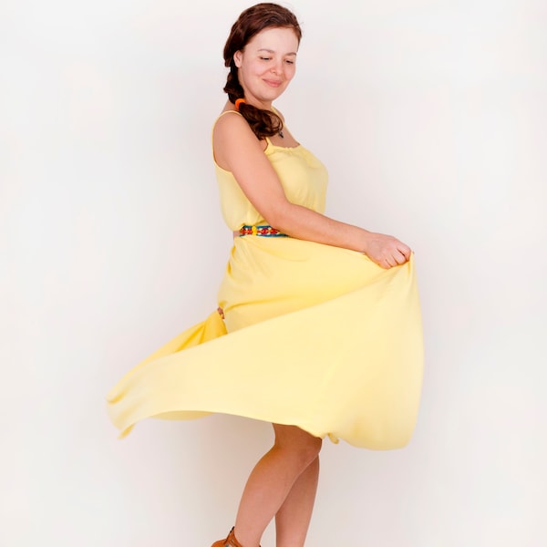 Cocktail dress, garden party dress,  yellow dress, rustic bridesmaid dress, party dress,  boho dress, hippie dress, cotton dress,