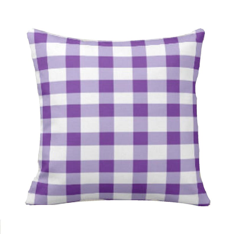 Gingham cushion cover 10" to 24" inch & Make to order Purple