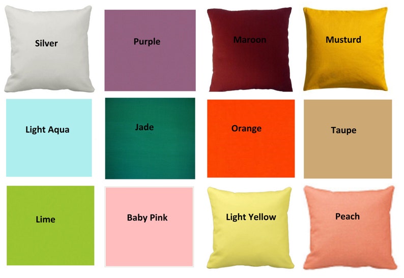 Cotton cushion cover 10 12 14 16 18 20 22 24 inch & Make to order... More than 27 colors available image 2
