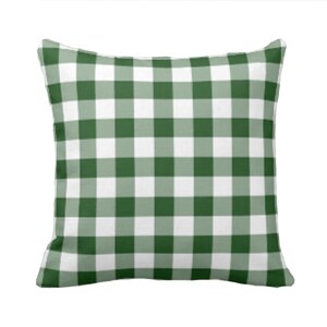 May include: Green and white checkered throw pillow. The pillow is made of a soft, comfortable fabric and has a subtle sheen.